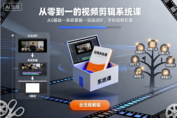 从零到一的视频剪辑系统课，从0基础–系统掌握–实战进阶，学拍视频剪辑-金融资料分享