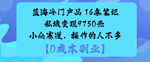 蓝海冷门产品：16条笔记私域变现9750米小众赛道，操作的人不多-金融资料分享