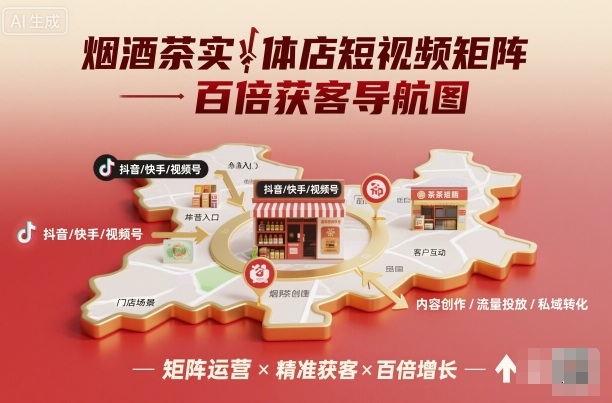 烟酒茶实体店短视频矩阵百倍获客导航图-金融资料分享