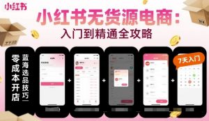 小红书无货源电商，入门到精通，开店+选品+笔记+剪辑+赛道+内容-金融资料分享