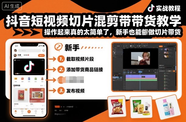 抖音短视频切片混剪带货教学，操作起来真的太简单了，新手也能做切片带货-金融资料分享