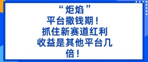 “炬焰”：平台撒钱期！抓住新赛道红利，5分钟二创内容，收益是其他平台几倍！-金融资料分享