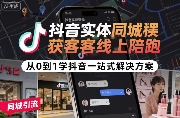 抖音实体同城获客线上陪跑,从0到1学抖音一站式解决方案-金融资料分享