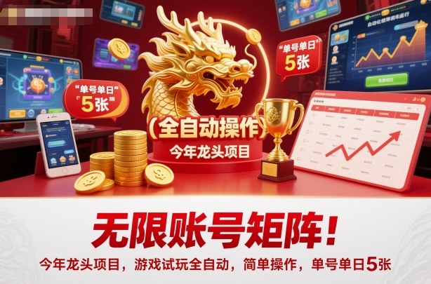 无限账号矩阵！今年龙头项目，游戏试玩全自动，简单操作，单号单日5张【揭秘】-金融资料分享