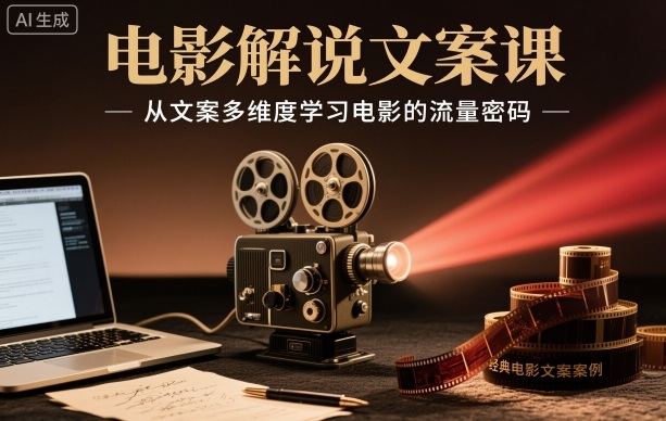 电影解说文案课,从文案多维度学习电影的流量密码-金融资料分享