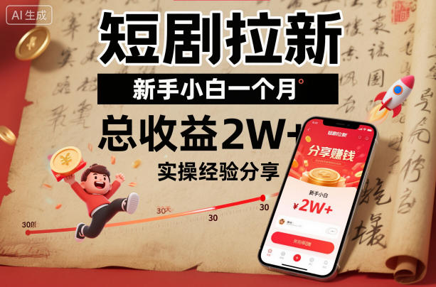 短剧拉新新手小白一个月总收益2W+实操经验分享-金融资料分享