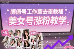 颜值号工作室去重教程，美女号涨粉教学-金融资料分享