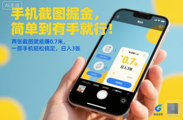 手机截图掘金，简单到有手就行！两张截图就能賺0.7米，一部手机轻松搞定，日入3张【揭秘】-金融资料分享