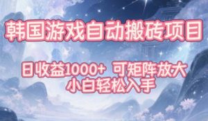 韩国游戏自动搬砖项目，日收益1k+，可矩阵放大，小白轻松入手【揭秘】-金融资料分享