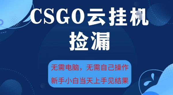 CSGO云挂G全自动捡漏,最新独家玩法,无需电脑操作,新手小白日入5张+【揭秘】-金融资料分享
