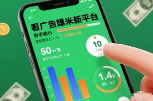 看广告賺米新平台，有手就行，单机稳定日入50+，操作10分钟上手，3天搞了1.4k【揭秘】-金融资料分享