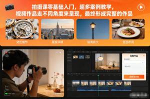 拍摄课零基础入门，超多案例教学，视频作品走不同角度来呈现，最终形成完整的作品-金融资料分享