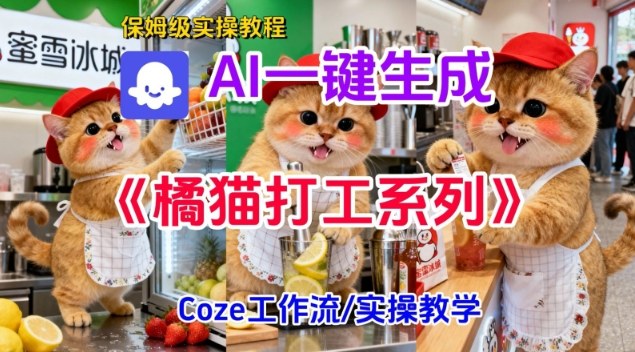 Coze扣子工作流一键生成胖橘猫打工短视频，保姆级实操搭建教学-金融资料分享