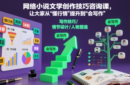 网络小说文学创作技巧咨询课,让大家从“懂行情”提升到”会写作”的高度-金融资料分享