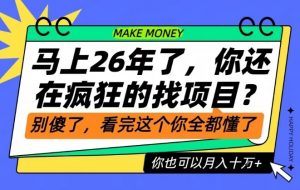26年了，不要再疯狂的找项目了，看完这个你也可以月入十个W【揭秘】-金融资料分享