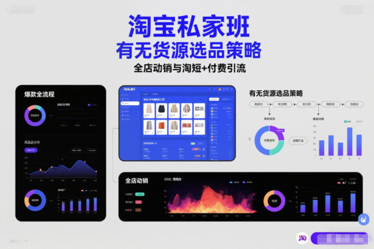 淘宝私家班,有无货源选品策略,高成功率爆款全流程打法,全店动销与淘短+付费引流-金融资料分享