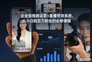企业短视频运营+直播带货系统，从小白到百万粉丝的必修课程-金融资料分享