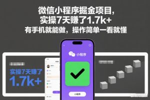 微信小程序掘金项目，实操7天賺了1.7k+，有手机就能做，操作简单一看就懂【揭秘】-金融资料分享
