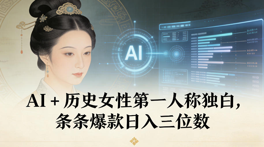 AI+历史女性第一人称独白,条条爆款日入三位数-金融资料分享