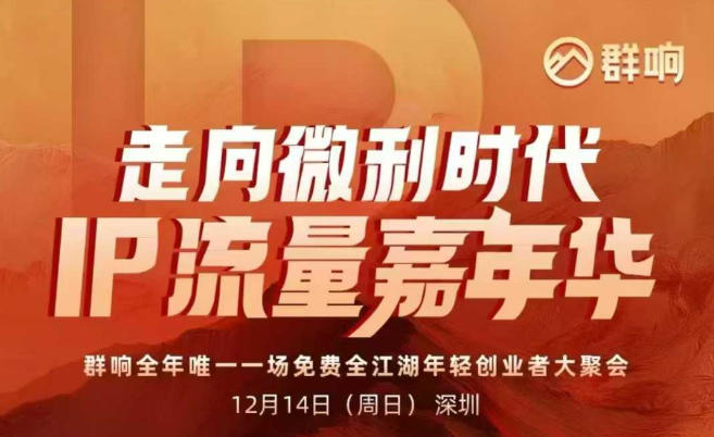 2025ip嘉年华万人12月14深圳线下课,走向微利时代,IP流量嘉年华,实操性极强的商业干货课-金融资料分享