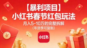 【暴利项目】小红书春节红包玩法月入5W的完整拆解(年货季可复制)-金融资料分享