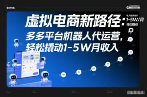 虚拟电商新路径:多多平台机器人代运营,轻松撬动1-5W月收入【揭秘】-金融资料分享