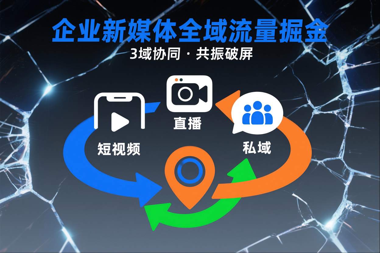 短视频全域商业模式，企业新媒体全域流量掘金，3域协同，共振破屏，短视频-直播-私域-地域-金融资料分享