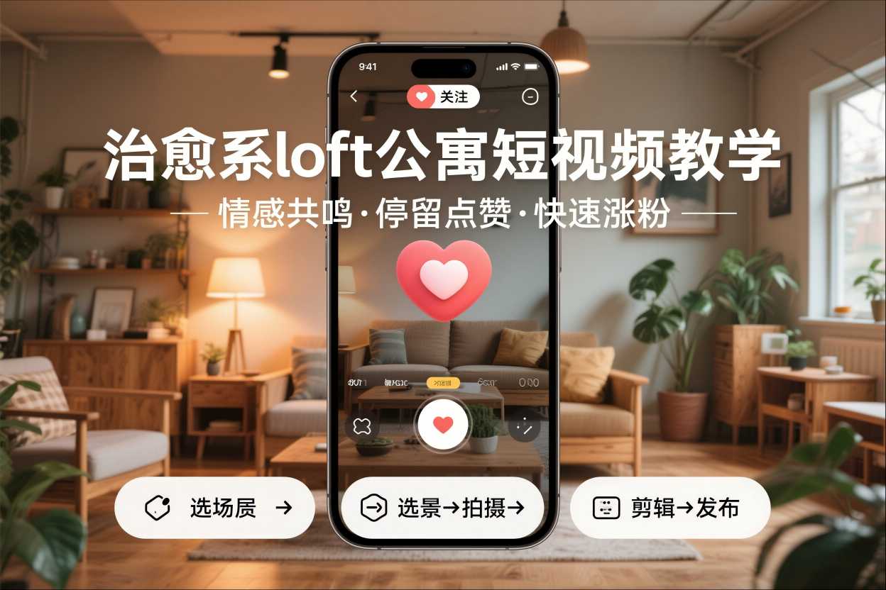 治愈系loft公寓短视频制作教学，情感共鸣引停留点赞关注，快速起号涨粉-金融资料分享