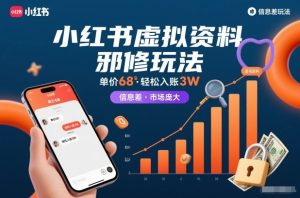 小红书虚拟资料邪修玩法，单价68，轻松入账3W，信息差玩法，市场庞大-金融资料分享