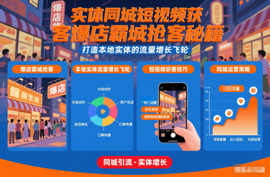 实体同城短视频获客爆店霸城抢客秘籍,打造本地实体的流量增长飞轮-金融资料分享