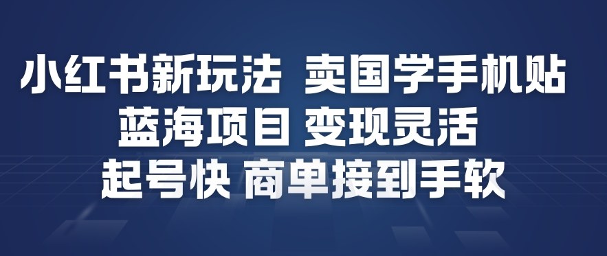 小红书新玩法，卖国学手机贴，蓝海项目，变现灵活，起号快，商单接到手软-金融资料分享