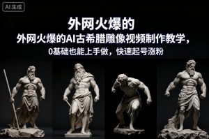 外网火爆的AI古希腊雕像视频制作教学，0基础也能上手做，快速起号涨粉-金融资料分享