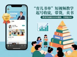 育儿书单短视频教学，起号收徒，带货，卖书（带货作品破2000W播放，月佣金2W）-金融资料分享