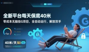 全新平台每天保底40米，零成本无脑挂G项目，全自动运行，解放双手【揭秘】-金融资料分享