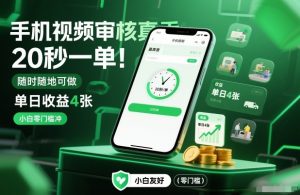 手机视频审核真香！20秒一单，随时随地可做，单日收益4张，小白零门槛冲【揭秘】-金融资料分享