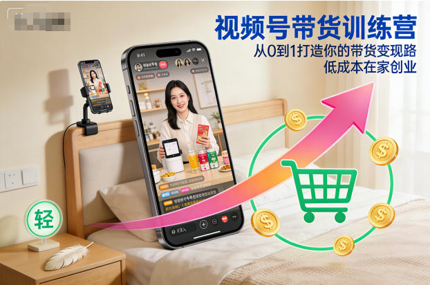 视频号带货训练营,从0到1打造你的带货变现路,低成本在家创业-金融资料分享