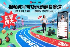 视频号带货运动健身赛道,纯直播推荐,流量巨大,单月带货10W+-金融资料分享