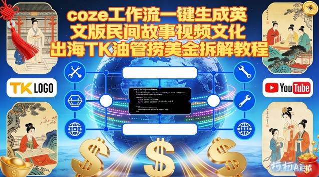 Coze扣子工作流一键生成英文版民间故事视频,文化出海TK油管捞美金拆解教程-金融资料分享