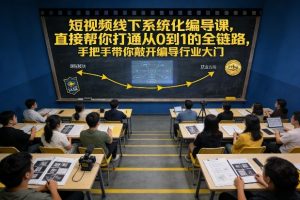 短视频线下系统化编导课,直接帮你打通从0到1的全链路,手把手带你敲开编导行业大门-金融资料分享