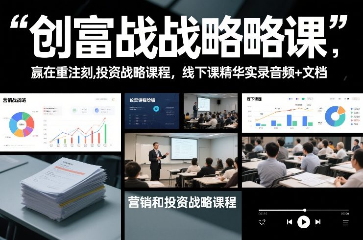 创富战略课，赢在重注时刻，营销和投资战略课程，线下课精华实录音频+文档-金融资料分享