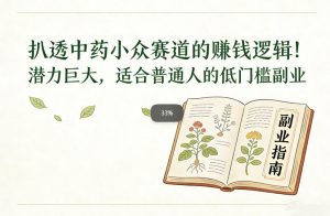 扒透中药小众赛道的賺米逻辑，潜力巨大，适合普通人的低门槛副业-金融资料分享