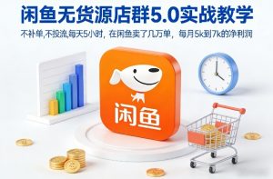 闲鱼无货源店群5.0实战教学，不补单，不投流，每天5小时，在闲鱼卖了几万单，每月5k到7k的净利润-金融资料分享