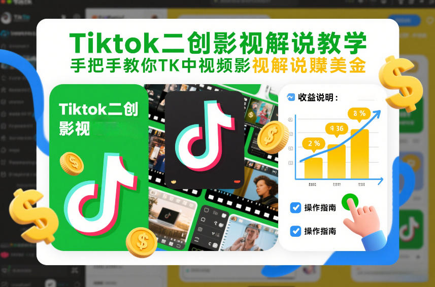 Tiktok二创影视解说教学，手把手教你TK中视频影视解说賺美金（更新26年1月）-金融资料分享