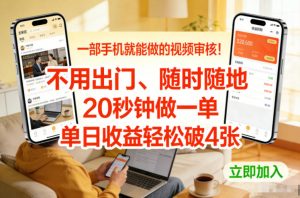 一部手机就能做的视频审核！不用出门，随时随地，20秒钟做一单，单日收益轻松破4张【揭秘】-金融资料分享