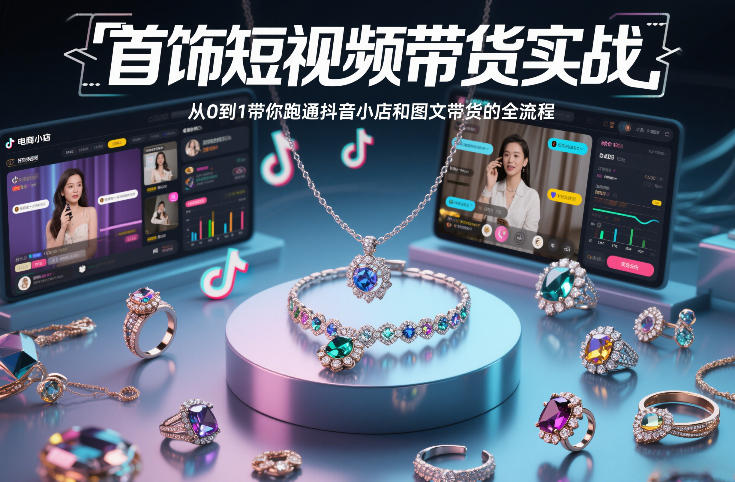 首饰短视频带货实战，从0到1带你跑通抖音小店和图文带货的全流程-金融资料分享