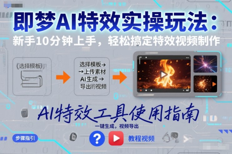 即梦AI特效实操玩法：新手10分钟上手，轻松搞定特效视频制作-金融资料分享