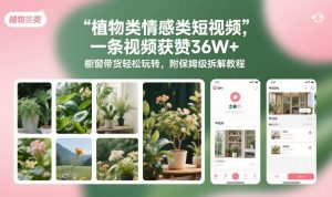 植物类情感类短视频，一条视频获赞36W+，橱窗带货轻松玩转，附保姆级拆解教程-金融资料分享