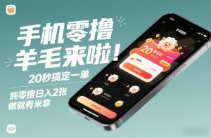 手机零撸薅羊毛来啦！20秒搞定一单，纯零撸日入2张，做就有米拿【揭秘】-金融资料分享