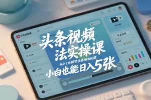 头条视频玩法实操课，从0-1全细节头条所有问题，小白也能日入5张-金融资料分享