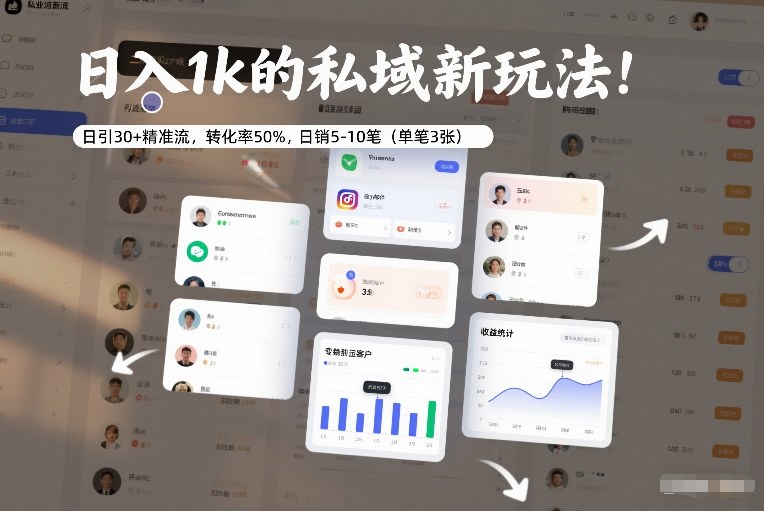日入1k的私域新玩法：日引30+精准流，转化率50%，日销5-10笔（单笔3张）-金融资料分享